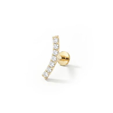 Push-in labret af 14 karat guld med bue af sten