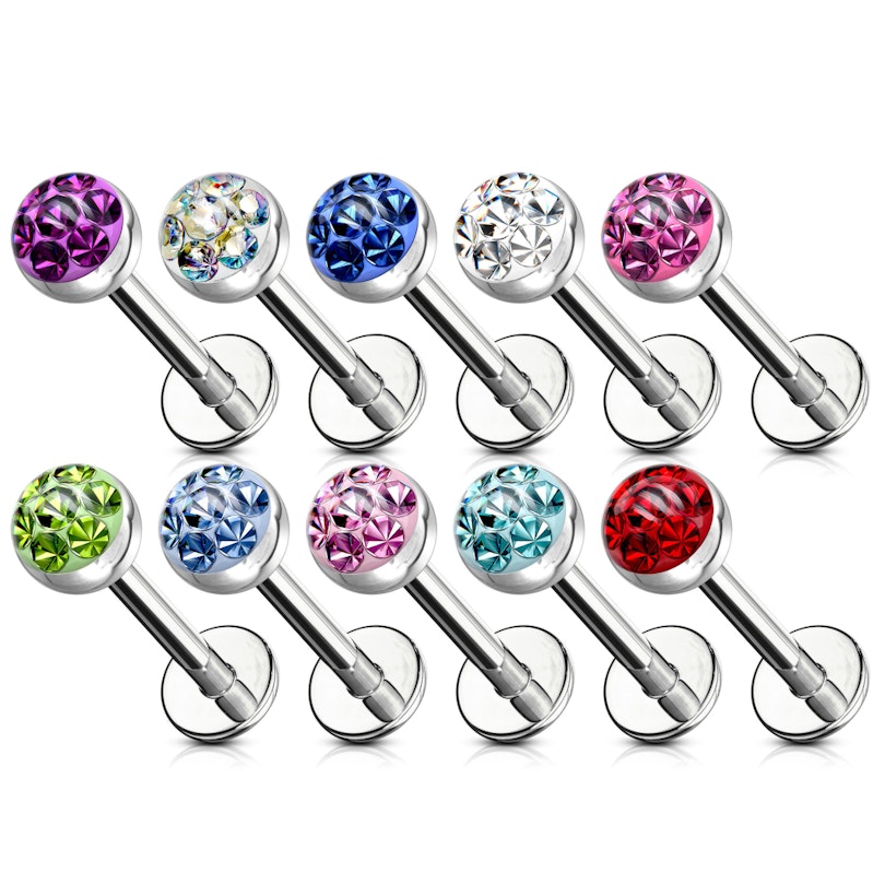 Labret med krystalperle Piercingsmykker - Danmark