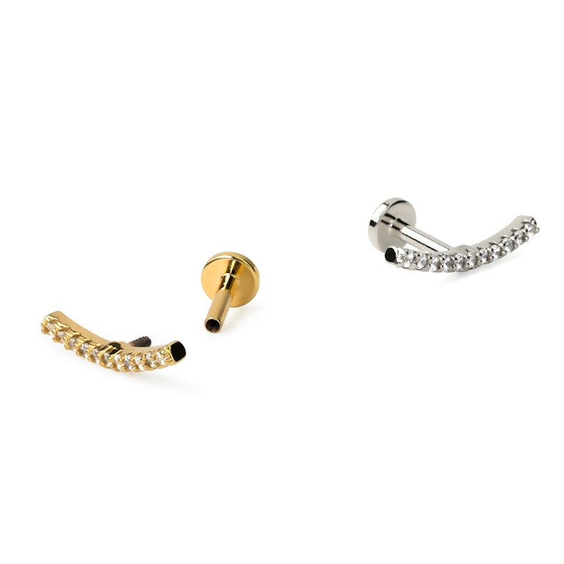 Labret med indvendigt gevind og let bue med sten Kropssmykker - Danmark