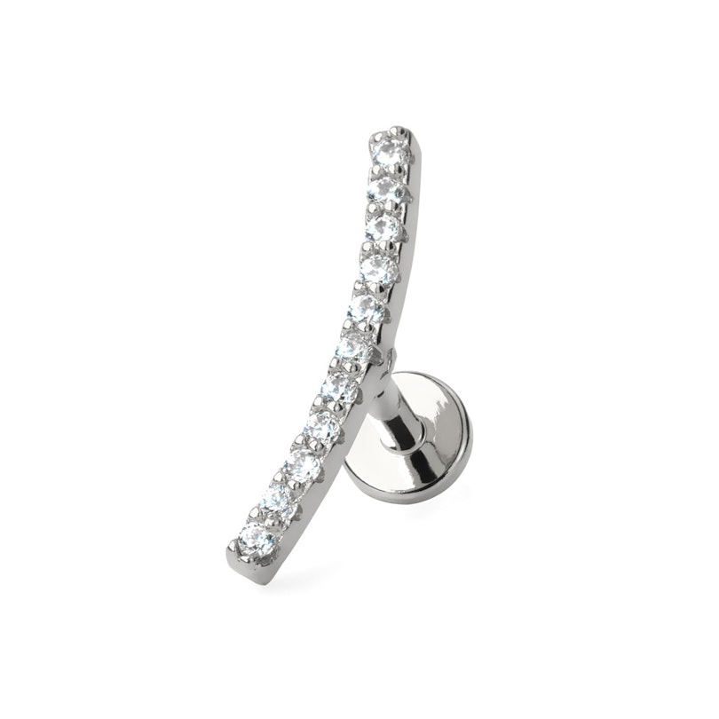 Labret med indvendigt gevind og let bue med sten Kropspiercing - Danmark