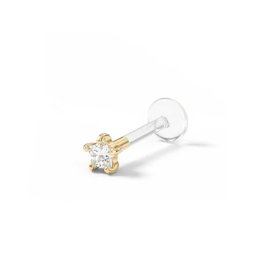 Labret af 14 karat guld med stjerneformet sten og ptfe stav