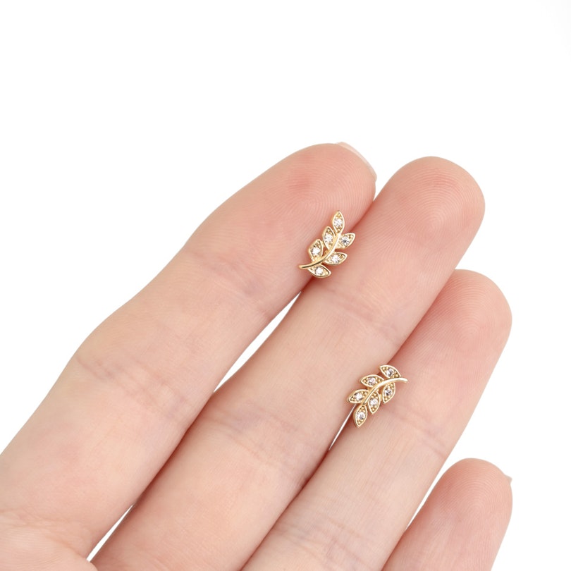 Labret med stenbesat blad og indvendigt gevind Piercingsmykker - Danmark