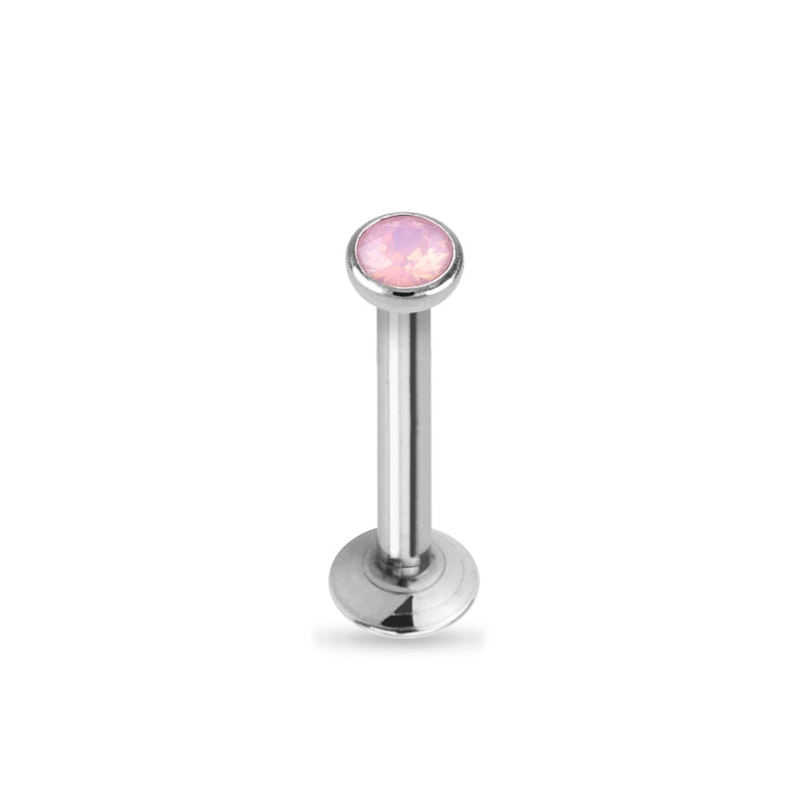 Labret med sten af opalite og indvendigt gevind Piercingsmykker - Danmark