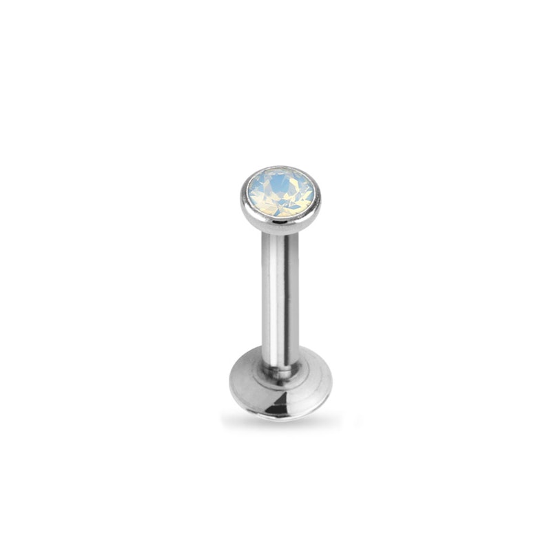 Labret med sten af opalite og indvendigt gevind Piercing - Danmark