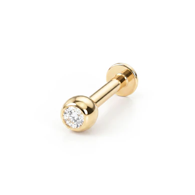 Labret af 14 karat guld med sten