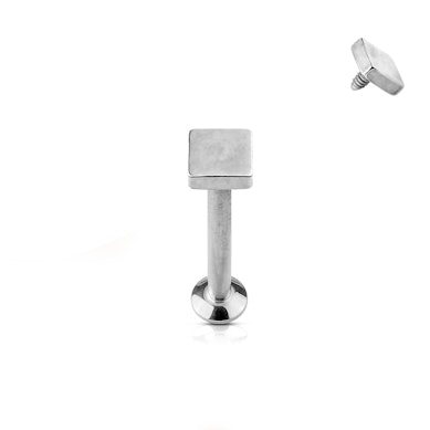 Labret med firkantet top og indvendigt gevind