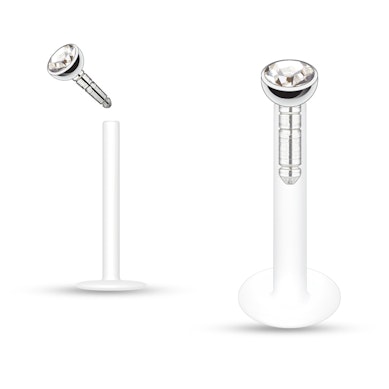 Labret af ptfe med mange forskellige farver sten
