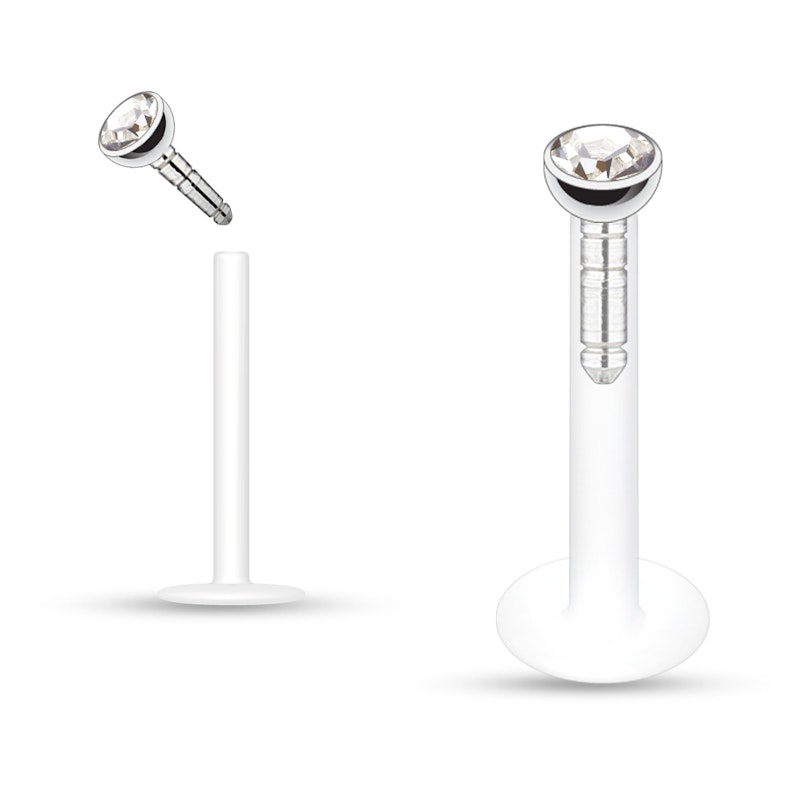 Labret af ptfe med mange forskellige farver sten Kropspiercing - Danmark