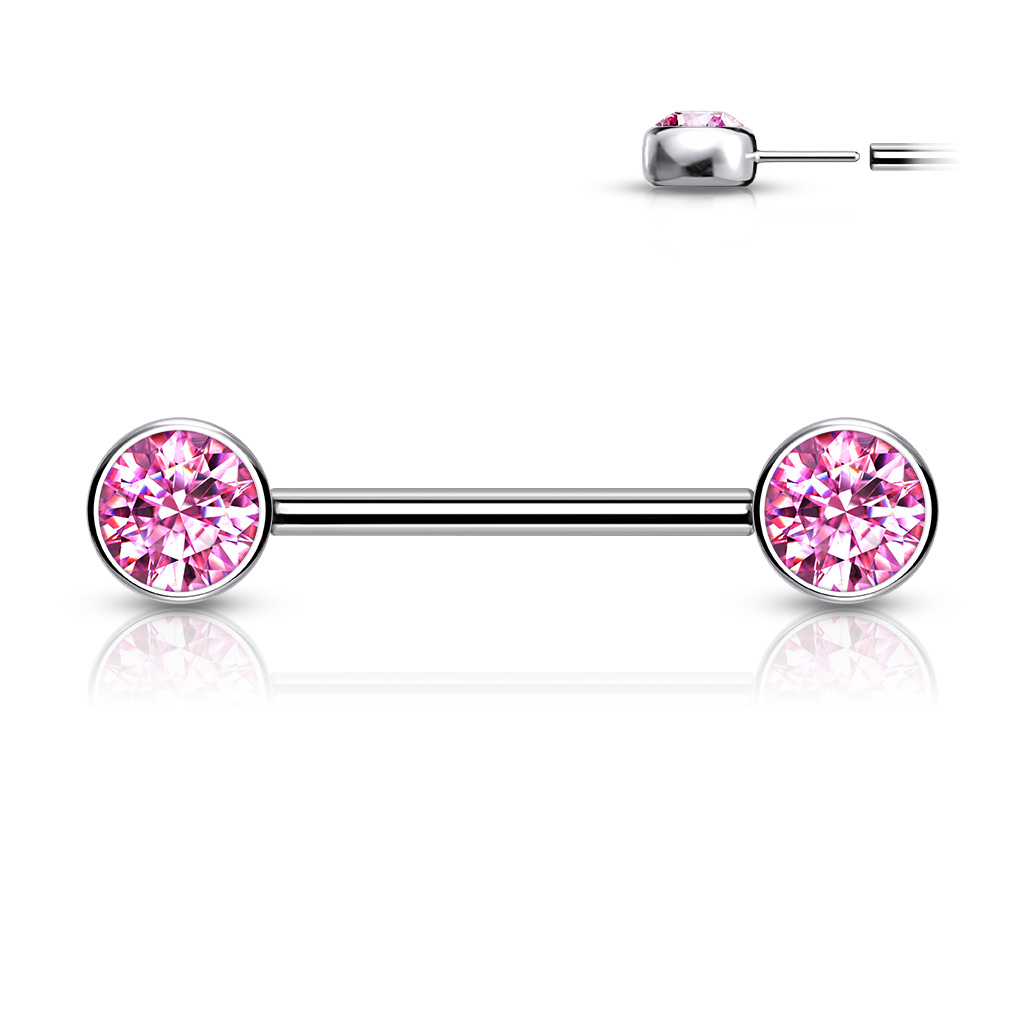 Brystpiercing af titanium med push-in ender i forskellige farver. Piercinger - Danmark