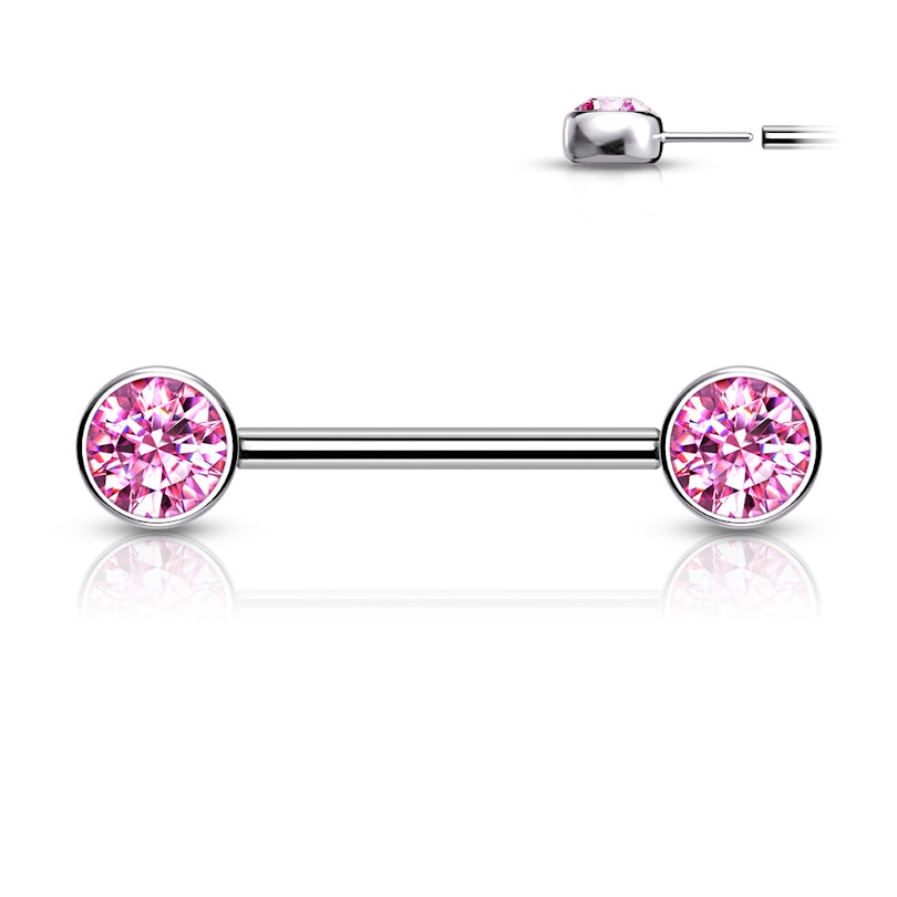 Brystpiercing af titanium med push-in ender i forskellige farver. Piercinger - Danmark