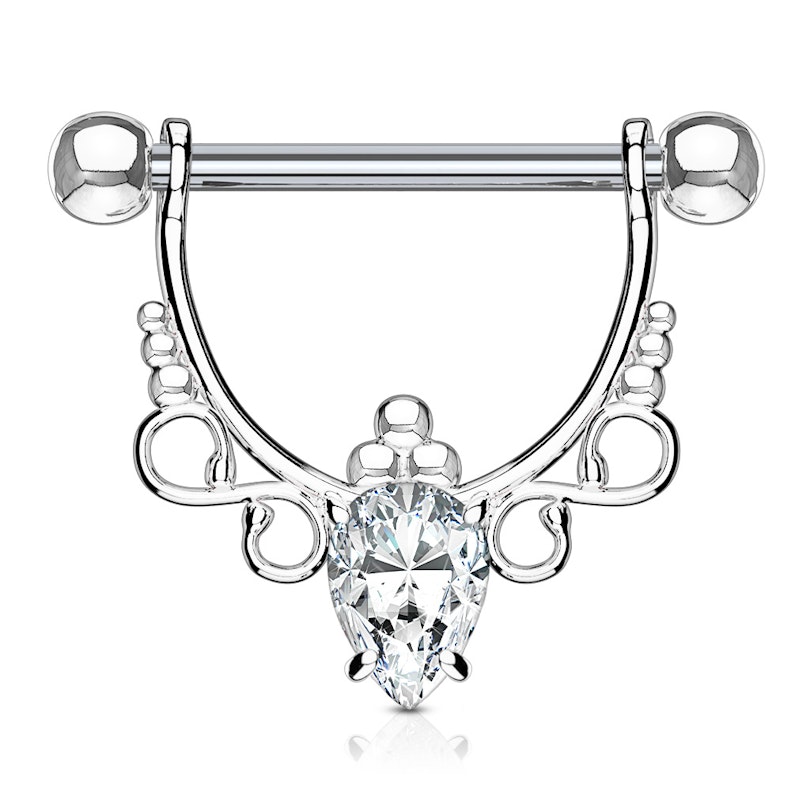 Nipple-skjold med filigran og pæreformet sten Piercinger - Danmark