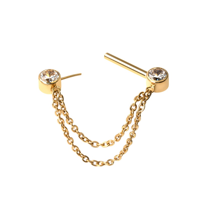 Nipple-stav af titanium med kæder Kropspiercing - Danmark