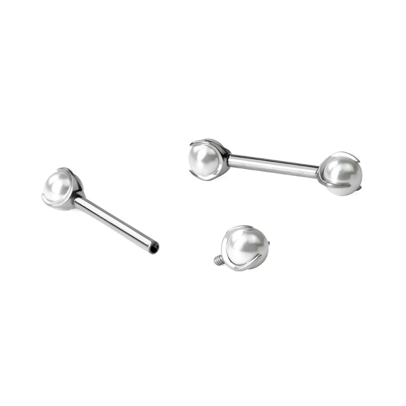 Nipple-stav af titanium med perler Piercing - Danmark