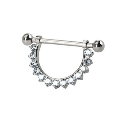 Nipple-stav af titanium med halvcirkel af CZ-sten