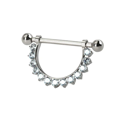 Nipple-stav af titanium med halvcirkel af CZ-sten