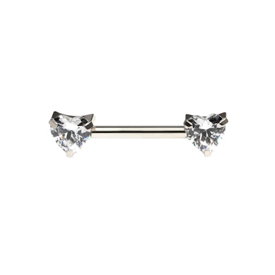Nipple-stav af titanium med hjerteformede CZ-sten