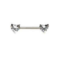 Nipple-stav af titanium med hjerteformede CZ-sten