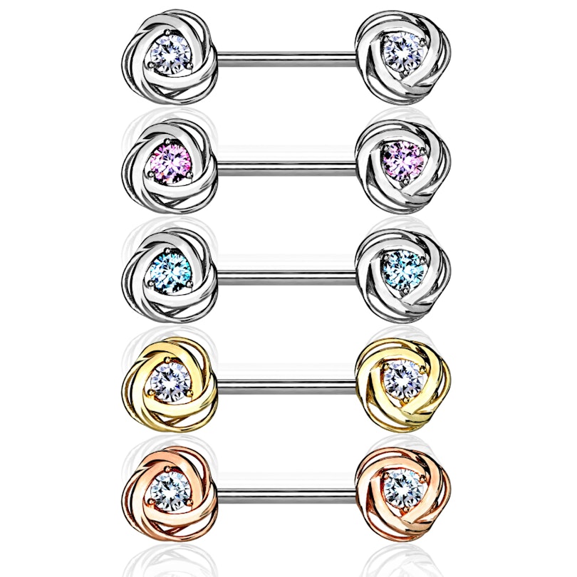 Brystpiercing med sten i rose Kropspiercing - Danmark