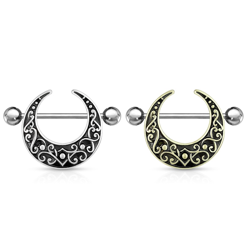 Brystpiercing med filigran i halvmåne Piercinger - Danmark