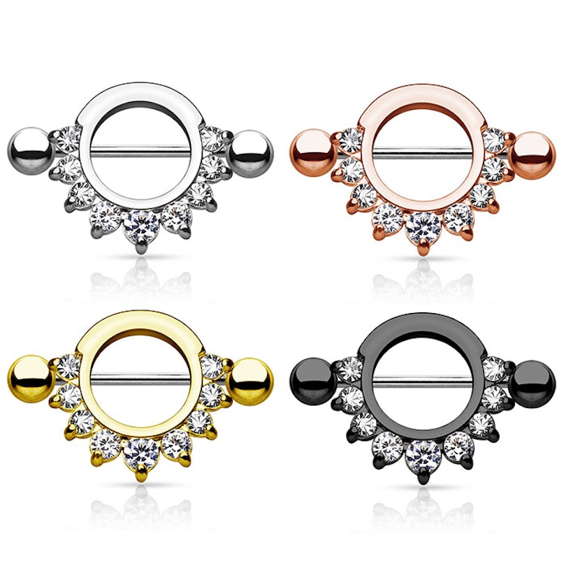 Brystpiercing med halvmåne af sten Kropssmykker - Danmark