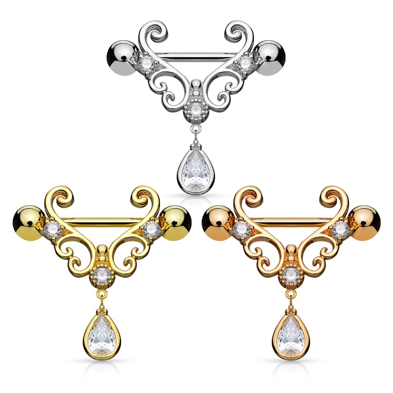 Brystpiercing med hjerteform og sten Piercing - Danmark