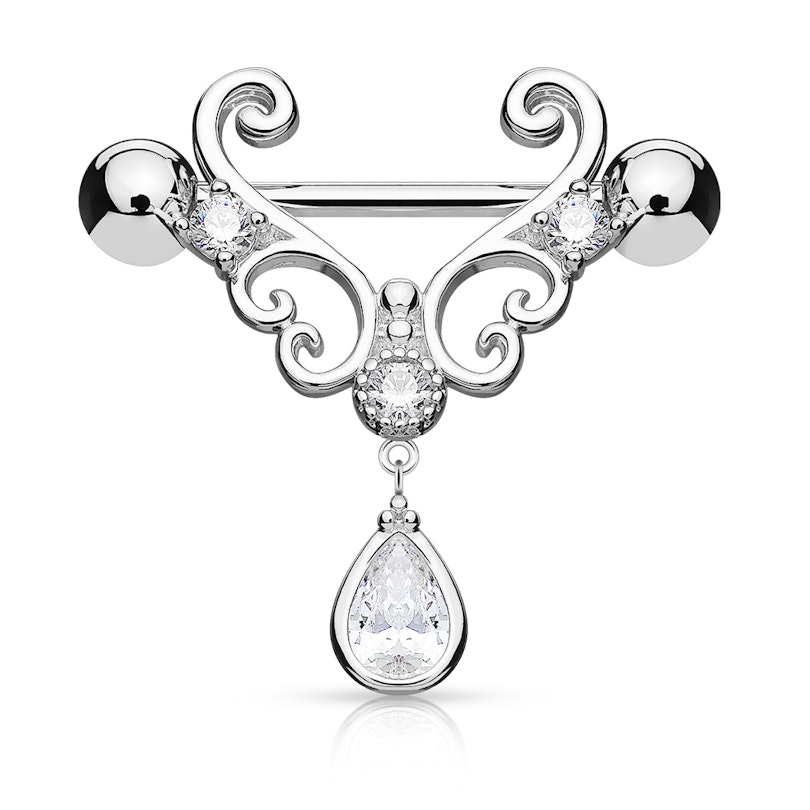 Brystpiercing med hjerteform og sten Kropssmykker - Danmark