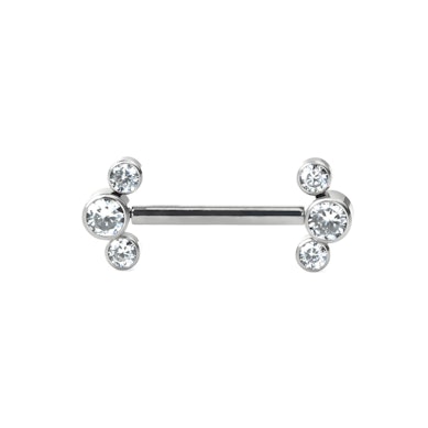 Push-in nipplepiercing med sten i forskellige farver
