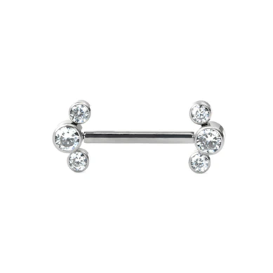 Push-in nipplepiercing med sten i forskellige farver