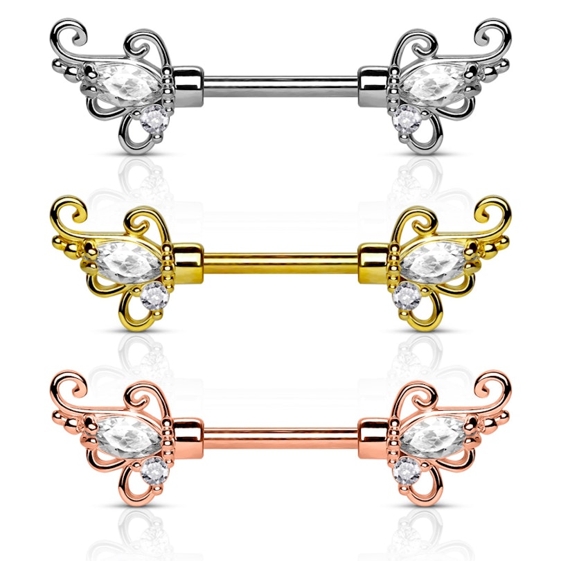 Brystpiercing med snoninger og sten Kropspiercing - Danmark