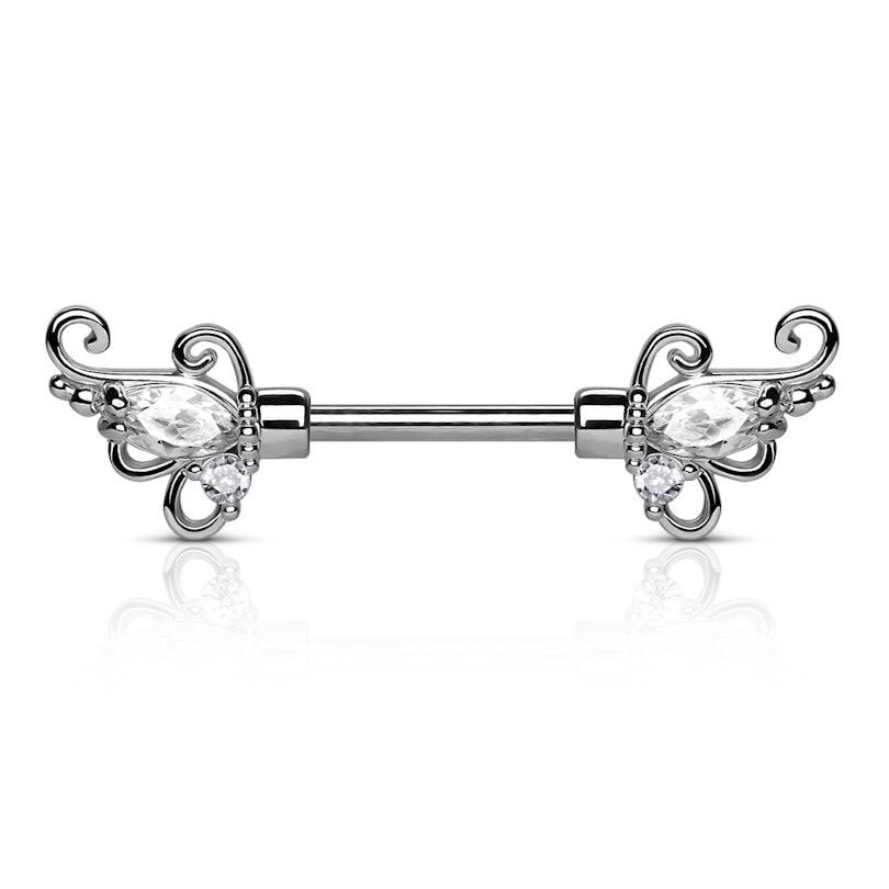 Brystpiercing med snoninger og sten Piercinger - Danmark