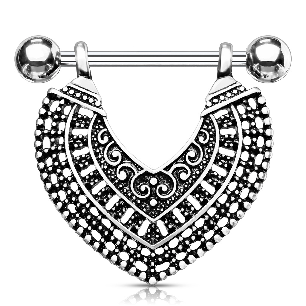 Brystpiercing med antikt mønstret vedhæng Piercingsmykker - Danmark