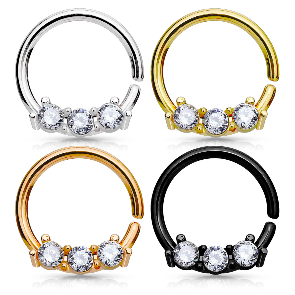 Lille septumpiercing med små sten Piercingsmykker - Danmark
