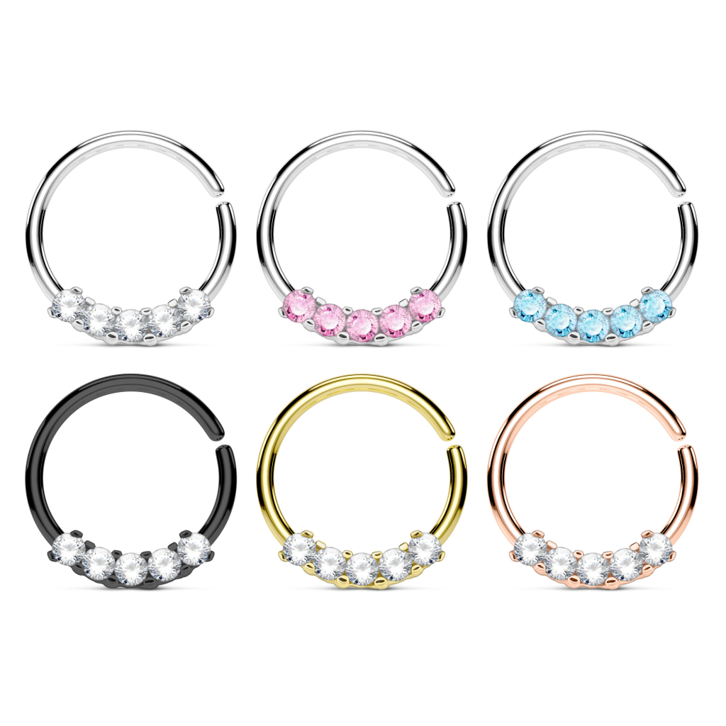 Lille septumpiercing med små sten Piercingsmykker - Danmark