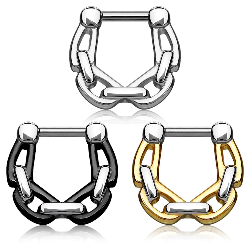 Septumclicker af kirurgisk stål med fast kæde Kropspiercing - Danmark