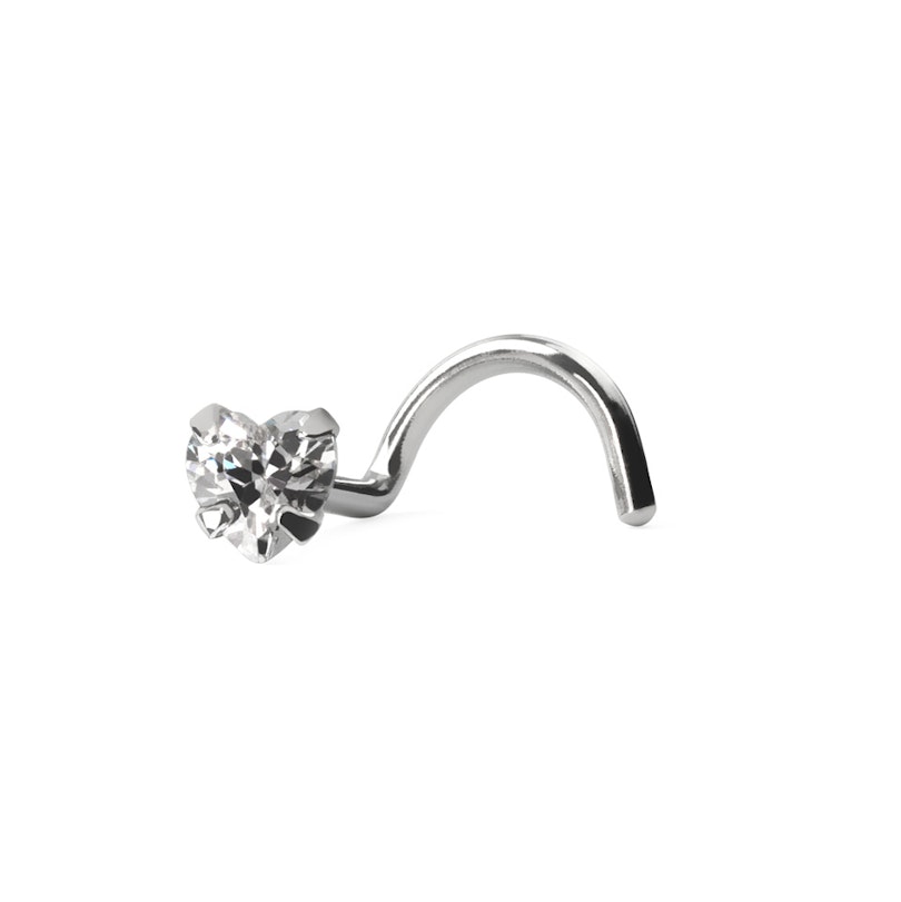 Næseskrue af 14 karat guld med hjertesten Piercing - Danmark