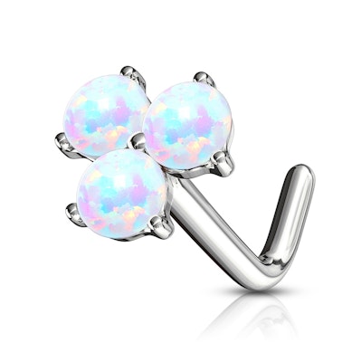 Næsepiercing af 14 karat guld med tre opalsten