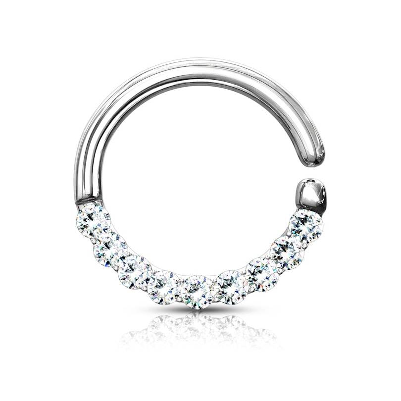 Septumpiercing med stenbesat halvcirkel Piercingsmykker - Danmark