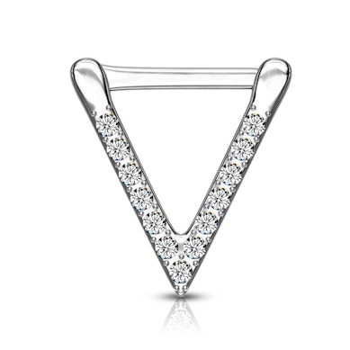 Septumpiercing med stenbesat trekantet form