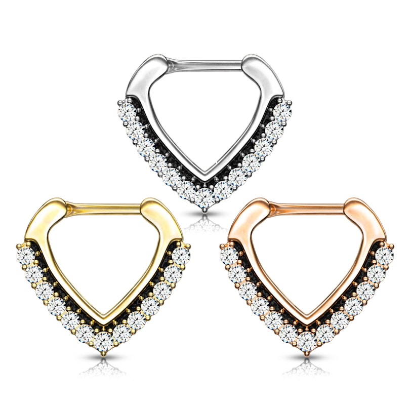 Septumpiercing med blød stenbesat V-form Piercingsmykker - Danmark