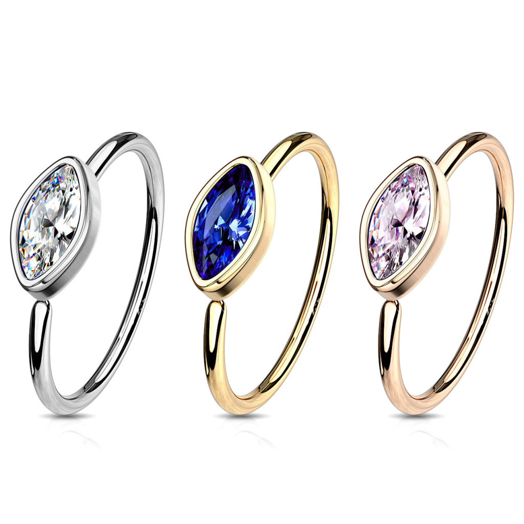 Næsering med oval sten Kropssmykker - Danmark