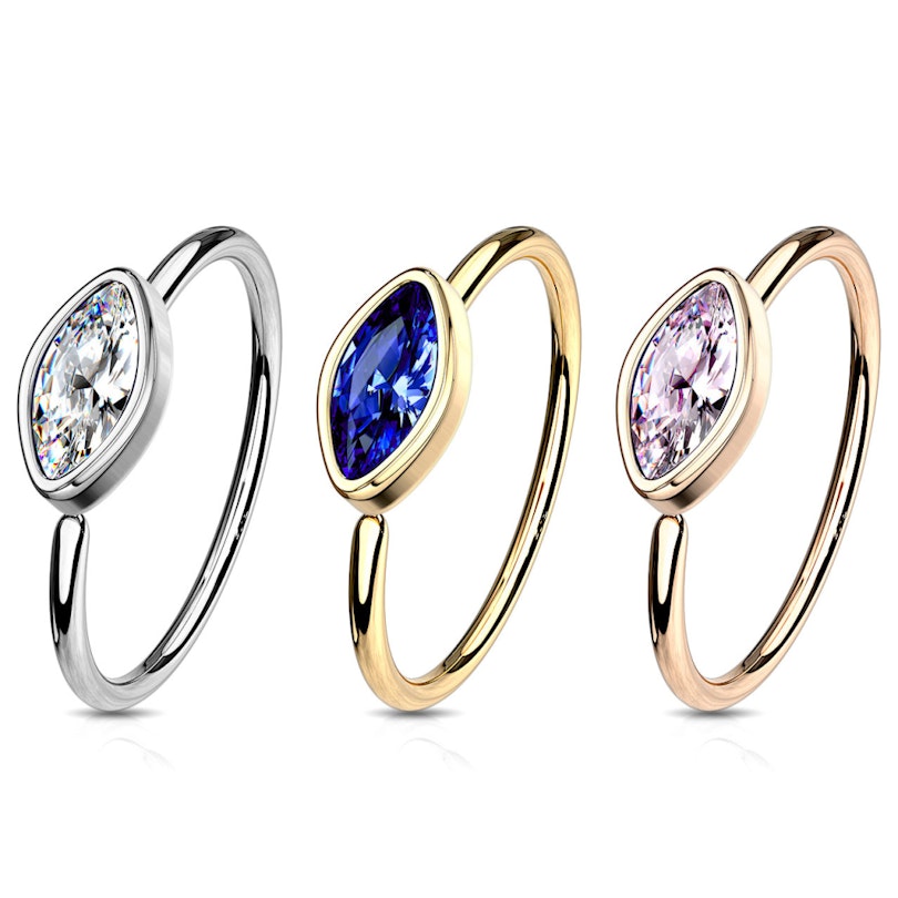 Næsering med oval sten Kropssmykker - Danmark