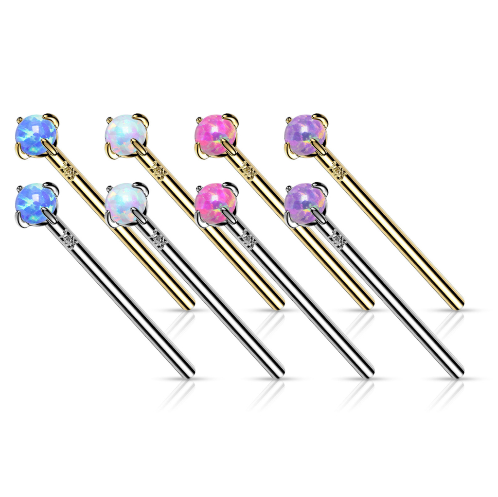 Fish tail næsepiercing af 14 karat guld med opalsten Piercingsmykker - Danmark