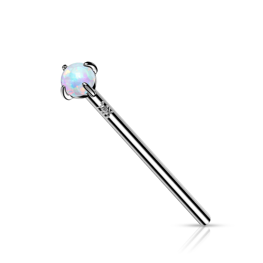 Fish tail næsepiercing af 14 karat guld med opalsten Kropssmykker - Danmark