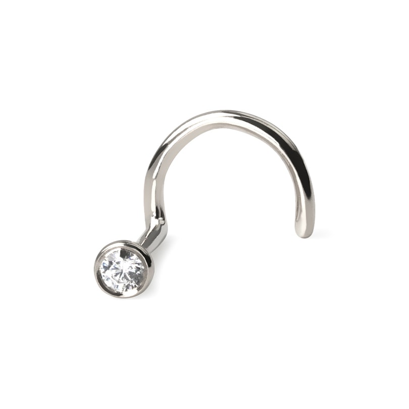 Næseskrue af 14 karat guld med indfattet sten Piercing - Danmark