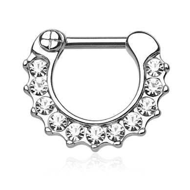 Septumpiercing med stenbesat kant