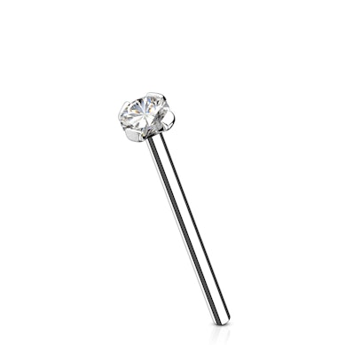Fish tail næsepiercing af 14 karat guld med sten