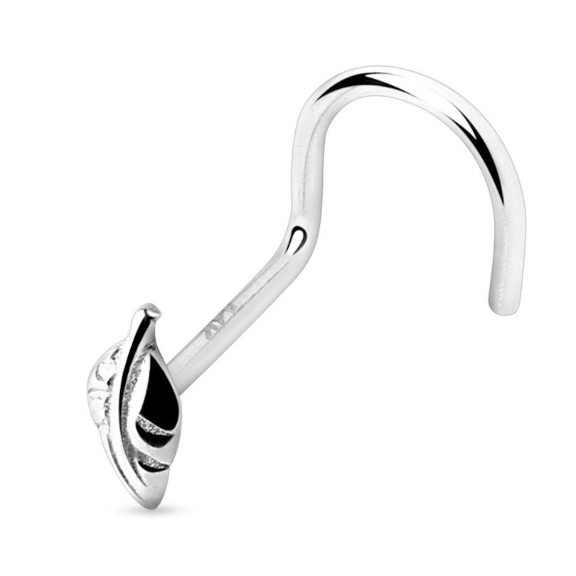 Næseskrue af 14 karat guld med blad Piercing - Danmark