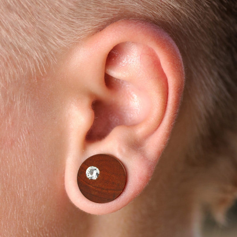Plug af mahognitræ med sten Piercing - Danmark