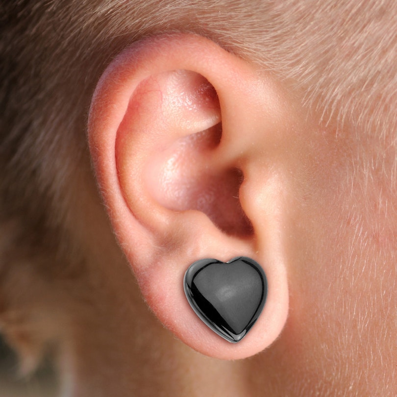 Hjerteformet plug af sort onyks Piercinger - Danmark