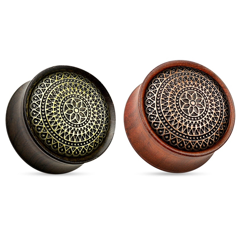 Plug af træ med gittermønster Piercing - Danmark